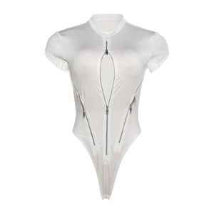 Nouvelle combinaison pour femme automne-hiver 515, à fermeture éclair, couleur unie, manches courtes - Product Image 6