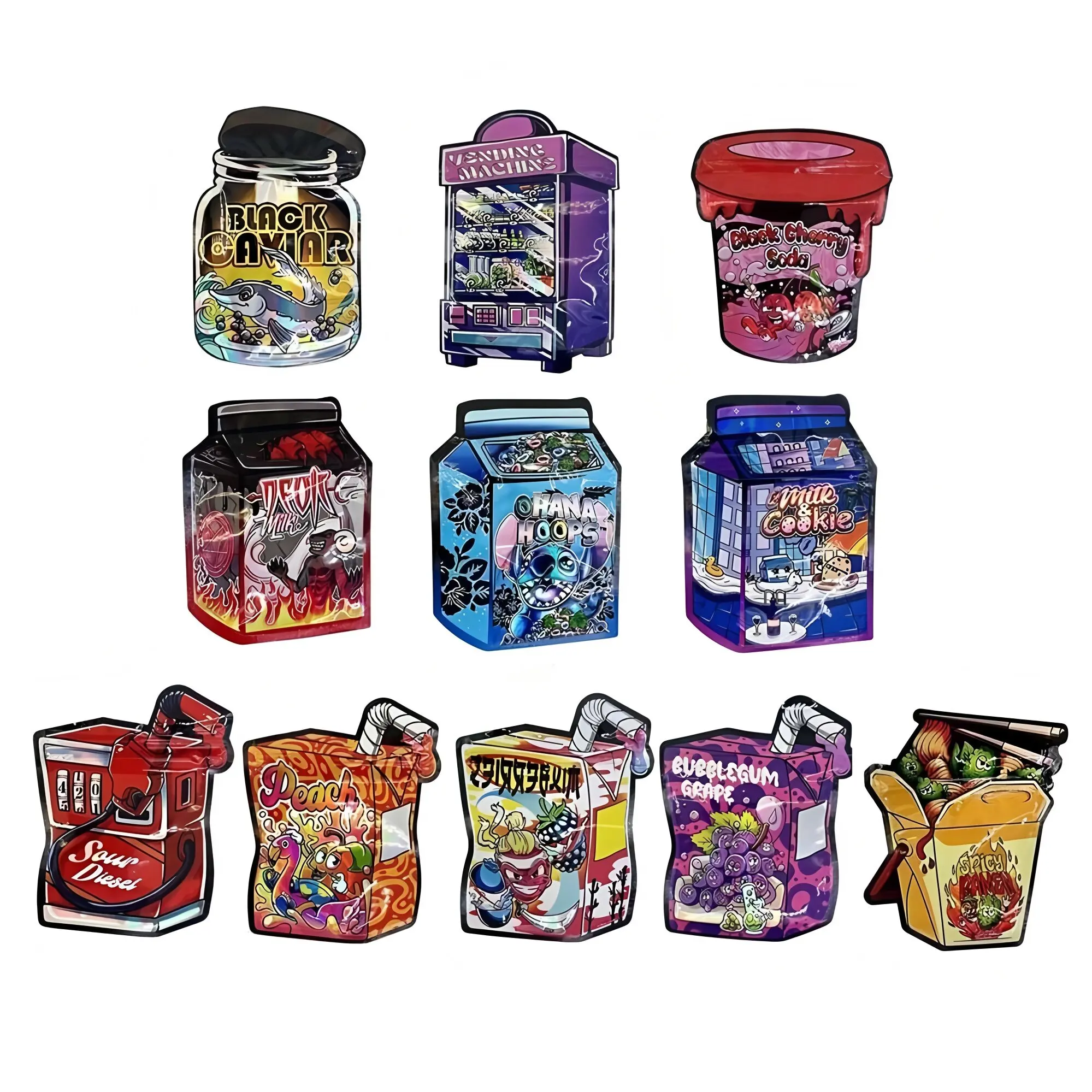 Factory Direct Sale Custom Die Cut Mylar Bag With Childproof Zipper 3.5g 7g 14g Tobacco Bag/snacks/cookies / Biscuits/candy