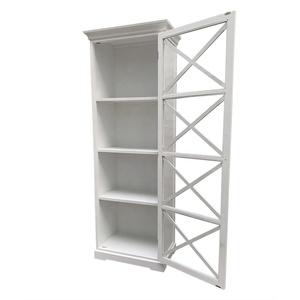 Moderna Librería Alta de Madera Maciza con <span class=keywords><strong>3</strong></span> Estantes, Ahorra Espacio, Color Blanco - Product Image 4