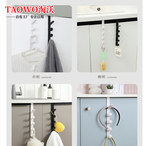 Taowo Over Door Hooks Multi Functional <b>Storage</b> <b>Rack</b> Black White Clip On Type <b>For</b> <b>Kitchen</b> Bathroom Dormitory Organization - Product Image 3