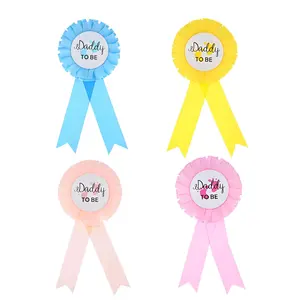 <span class=keywords><strong>Papa</strong></span> à être fer blanc Badge broche bébé douche nouveau <span class=keywords><strong>papa</strong></span> cadeaux sexe révèle fête bébé bricolage rose Rosette bouton bébé célébration - Product Image 1