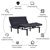 Cadre de lit intelligent Bluetooth réglable, taille king, certifié CE TUV, base de lit électrique, cadre de lit réglable électriquement avec fonction massage
