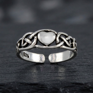 Diseño moderno corazón estampado ajustable hecho a mano redimensionable anillo del dedo del pie 925 joyería de plata esterlina personalizar joyería fina - Product Image 3