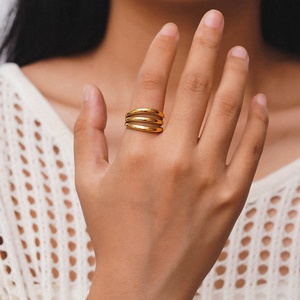 Ba hàng Mới Thép không gỉ nhẫn không thấm nước PVD mạ vàng thép không gỉ Vòng người phụ nữ - Product Image 5