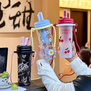 Gobelet en plastique Tritan 500 ml, design cartoon avec sangle pour utilisation en extérieur - Product Image 2