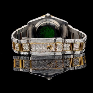 Thời Trang Vuông Trường Hợp Tự Động Chuyển Động Moissanite Kim Cương Đồng Hồ Vàng Trắng Lấp Lánh Vẻ Đẹp Thép Không Gỉ Ban Nhạc Ronda Quay Số - Product Image 4