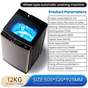 Fully Automatic Smart Stainless Steel Top-Loading Dryer for Household Hotel English Glass Top Large-capacity Washing Machine Cap - Product Image 1