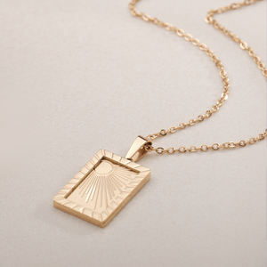 Ataya — collier PVD plaqué or 18K en acier inoxydable, pendentif rectangulaire <span class=keywords><strong>soleil</strong></span>-<span class=keywords><strong>lune</strong></span>, bijou pour femme, vente en gros - Product Image 3