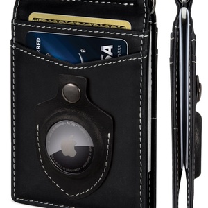 For Boshiho Custom Logo Anti-Theft Slim RFID Leather <b>Wallet</b> Open Closure Short Length Nylon Customized Card <b>Money</b> Clip Front Poc - Product Image 1