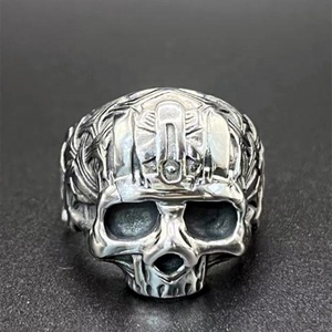 Wholesale Ready to Ship Stainless Steel Biker Skull Silver <b>Rings</b> for Men Jewelry Supply Casting Skeleton Finger <b>Ring</b> - Product Image 1