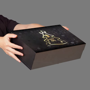 Boîte pliante en carton rigide avec logo personnalisé, estampage à chaud UV, emballage cadeau noir magnétique - Product Image 5