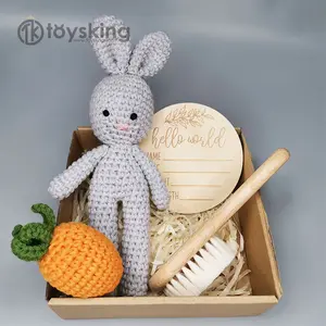 TK 2022 yeni tasarım bebek hediye tığ işi Amigurumi oyuncaklar Bunny dolması el yapımı tavşan havuç bebek paskalya hediyeler için
