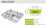 Paket kustom grosir piring aluminium Foil 2/3/4 kompartemen panci Foil aluminium sekali pakai dengan tutup