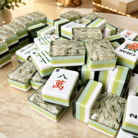 Ubin Mahjong Amerika Motif Bambu Elegan, Akrilik Terukir 160 Buah, Tahan Air, Ramah Lingkungan, untuk Hadiah, OEM ODM