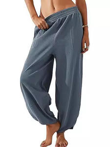 Nuevos <span class=keywords><strong>pantalones</strong></span> casuales de poliéster Harem Color sólido con cintura elástica y bolsillo Estilo de calle alta Secado rápido Antiestático - Product Image 5