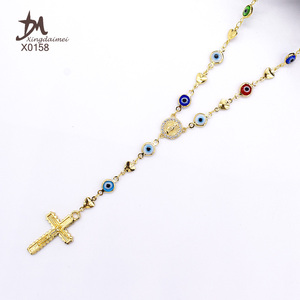 X0158 Nuovo Design <span class=keywords><strong>Collana</strong></span> Religiosa con Occhio Malvagio, Ciondolo Religioso in Oro 18k - Product Image 4