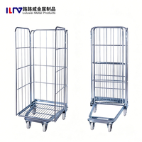 Chariot à linge pliable, conteneur à roulettes, cage en acier galvanisé pour le transport logistique