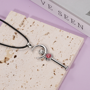 Collier pendentif vintage <span class=keywords><strong>Sailor</strong></span> <span class=keywords><strong>Moon</strong></span> en alliage de zinc avec poignée lune et <span class=keywords><strong>baguette</strong></span> magique en strass, cadeau cosplay pour filles - Product Image 4