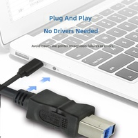 Kabel Printer USB-C ke USB-A/USB 3.0 dengan Konduktor Tembaga 1 Meter