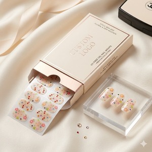 Bandes d'ongles en résine semi-durcie 3D sans UV, <span class=keywords><strong>strass</strong></span>, autocollants d'ongles en résine UV longue durée, bandes d'art d'ongles professionnelles OEM ODM - Product Image 1