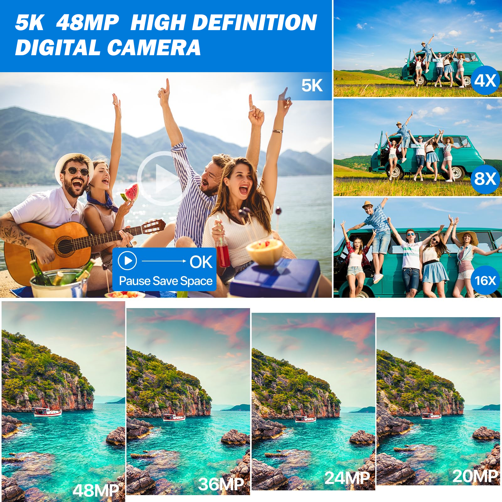 DC201 48MP 5K Digital Camera with WIFI | 3.5-inch Screen, Video
