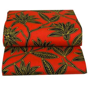 Großhandel Roter Blätter Afrikanischer Wax-Stoff 100% Polyester Afrikanischer Druckstoff - Product Image 1