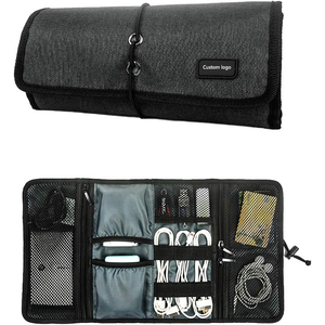 Organizador Electrónico, Bolsa para Cables, Estuche Enrollable para Cables USB, Tarjetas de Memoria SD, Auriculares, Unidad Flash, Disco Duro - Product Image 1