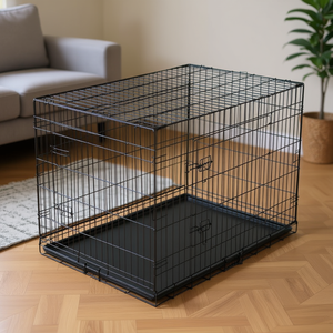Cage pliable en acier pour animaux de compagnie, 42 pouces, rectangulaire, pour chiens et chats, transporteur en métal - Product Image 2