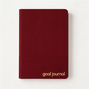 Agenda per Obiettivi in Pelle PU Bordeaux Personalizzata con <span class=keywords><strong>Copertina</strong></span> <span class=keywords><strong>a</strong></span> <span class=keywords><strong>Righe</strong></span> Goffrate per il Monitoraggio degli Obiettivi - Product Image 4