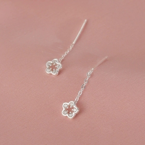 FY-EX23 orecchini a cerchio a fiori scintillanti in argento Sterling 925 unici Micro-set piccoli orecchini a fiori accessori. - Product Image 2