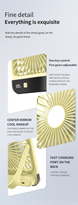 <b>Mini</b> Desk Fan with Digital Display USB Rechargeable Quiet Desktop Personal Fan Portable Small Cooling Fan for Home Office Dorm - Product Image 3