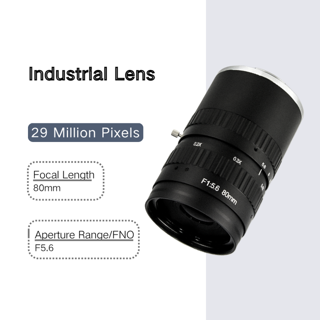 Machine Vision Lens 80mm F5.6 F-Mount 29MP Large Format for Precision Measurement