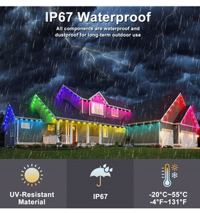Decorative Waterproof Smart RGBIC <strong>Pixel</strong> <strong>LED</strong> Eaves Light App Controlled Outdoor Permanent Roof Lighting <strong>Colorful</strong> Point Light - Product Image 6