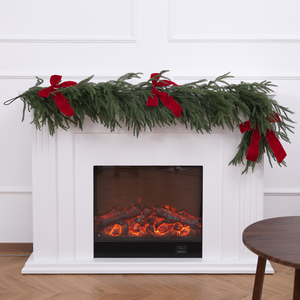 Willow Leaf PE Rattan Christmas Garland with Lights Battery Box & Timing Bendable for Fireplace & <b>Door</b> Frame Decoration Bowknot - Product Image 2