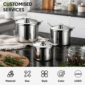 304 Stainless Steel Seasoning <b>Jar</b> with Flip-Top Lid & Spoon, Food-Grade Condiment Container for Commercial Kitchen & Hotel - Product Image 2