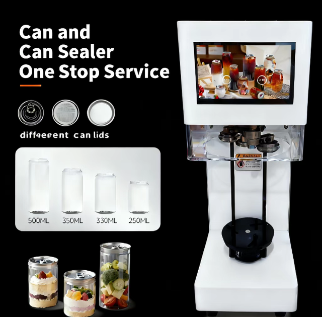 Automatic Touch Screen Operated Tin Can Lid Sealing Machine New Heat Sealing Type PET Aluminum Can Capping Equipment Beverage