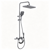Système de douche complet gris haute pression avec pommeau de douche carré à économie d'eau et douchette multifonction pour salle de bain domestique