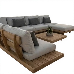 Ensemble de meubles de jardin d'extérieur en bois/aluminium, 6 places, design contemporain, table et chaises en bois massif, OEM ODM - Product Image 4