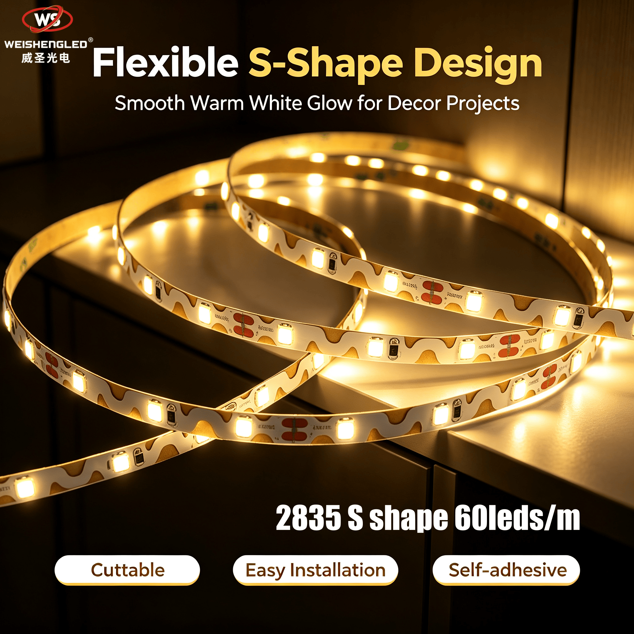 S-Shape Bendable 60 LED Strip | Flexible S Shape Led Strip Light 12V 24V · image 3