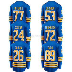 2024 Buffalo pakaian olahraga kaos bordir hoki es logo #72 #26 Dahlin #89 Tuch #77 kemeja bordir - Product Image 1