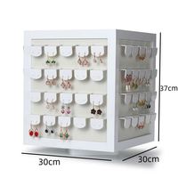 Élégant support rotatif pour bijoux blanc en cuir PU et bois 360° °   Présentoir rotatif pour boucles d'oreilles et colliers