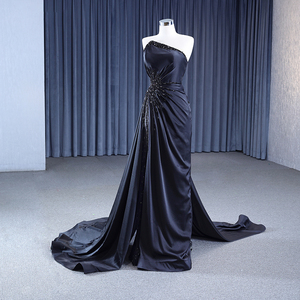 Robes de soirée modernes simples noires sans manches avec perles Jancember RSM222126 - Product Image 3