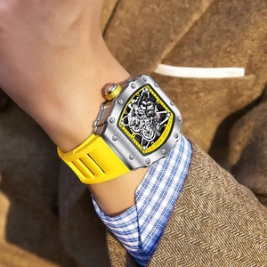 Montre à quartz argentée pour homme Drioshipping, bracelet en caoutchouc parfait, étanche, squelette, en stock, kit montre d'affaires - Product Image 6