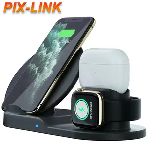 PIX-LINK 10 Вт Универсальный телефон Smart QI 3 в 1 Беспроводное зарядное устройство Быстрая зарядная станция Подставка для сотового телефона держатель для зарядки