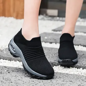 รองเท้าตาข่ายระบายอากาศได้ดีสำหรับผู้หญิง,เพิ่มความสูงไม่ลื่นรองเท้าเทนนิสสีขาวรองเท้าลำลองสำหรับผู้หญิงรองเท้าแพลตฟอร์มกลางแจ้ง