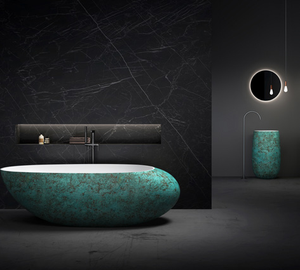 Lavabo Freestanding di Lusso Moderno in Pietra Artificiale Solid Surface Verde Resistente all'Acqua Ecologico per Ospedali Hotel Casa - Product Image 2