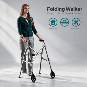 Andador Plegable con Rueda Delantera, Altura Ajustable, Antideslizante, Ayuda para la Movilidad de Personas Mayores, Soporte para Caminar en Interiores - Product Image 4