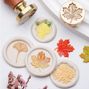 Série Texture Feuille : Tête de tampon à cire à cacheter en cuivre avec motif feuille en relief pour la décoration - Product Image 4