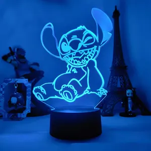 Stitch-Lámpara LED 3D para perro Alien, luz bonita para mascotas