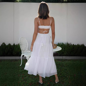 Moda Sexy gran oferta bonitos Vestidos de <span class=keywords><strong>mujer</strong></span> seductor hueco cuello en V sin mangas sólido suelto grande largo Swing Vestidos para <span class=keywords><strong>mujer</strong></span> - Product Image 3